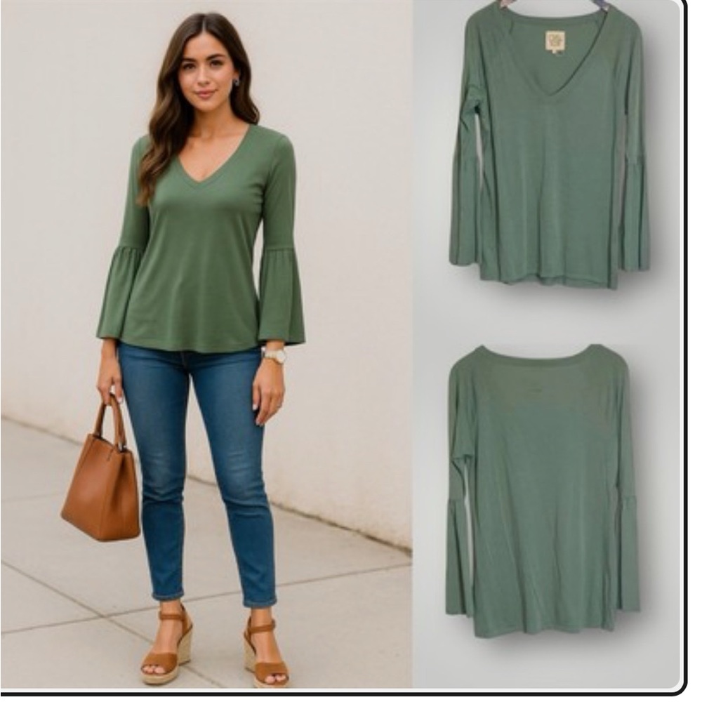 Chaser Vintage Style Peplum Sleeve Top Womens NWT
